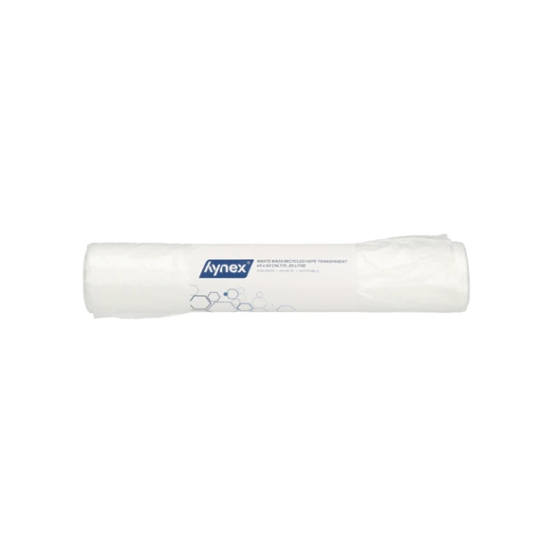 Afvalzak Hynex 45x50cm HDPE recycled T15 20L transparant rol à 50 stuks