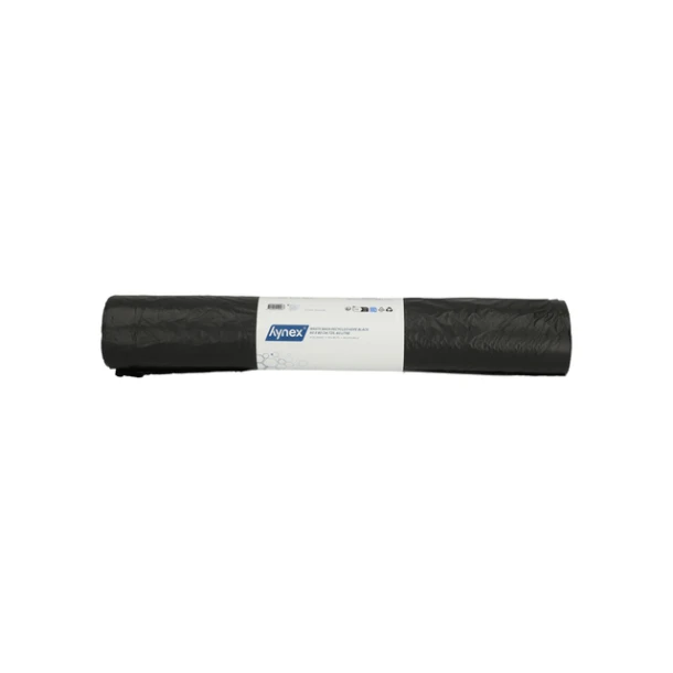Afvalzak Hynex 60x80cm HDPE recycled T25 60L zwart rol à 25 stuks