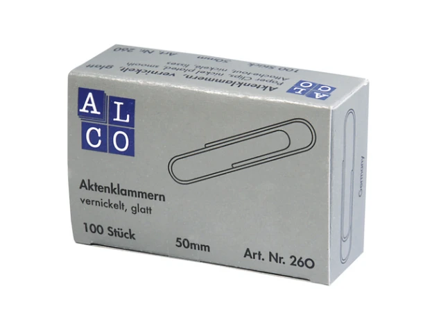 Paperclip Alco 50mm Rond 100 Stuks Vernikkeld