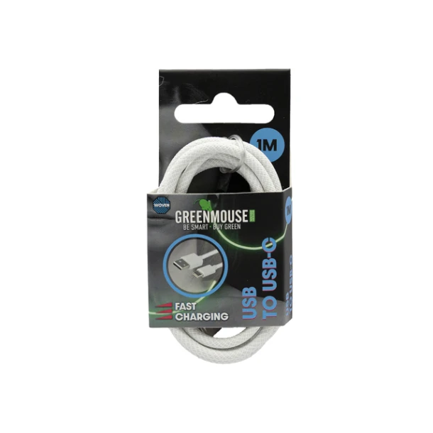 Kabel Green Mouse USB-A to USB-C data Woven 1m blisterverpakking