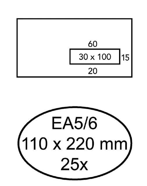 Envelop EA5/6 110x220mm VR30 zelfkl pakje 25 stuks