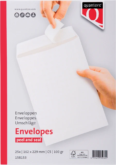 Envelop Quantore C5 162x229mm; zelfkl. pk 25st