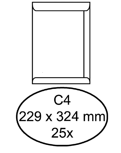 Envelop Quantore C4P 229x324mm wit; pakje 25 stuks