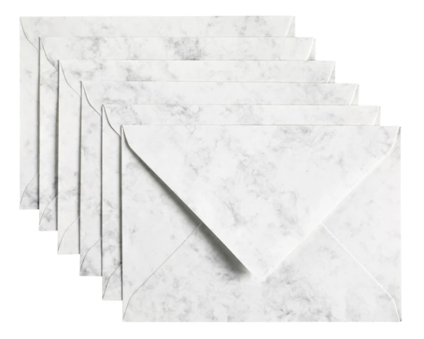 Envelop Papicolor C6 114x162mm marble grijs; pk 6 stks