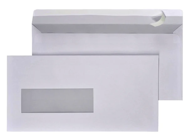 Envelop Hermes EA5/6 110x220mm venster 4x11links zelfklevend 500 stuks