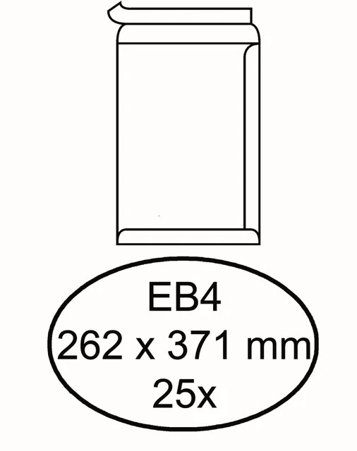 Envelop Hermes akte EB4 262x371mm zelfklevend wit pak à 25 stuks