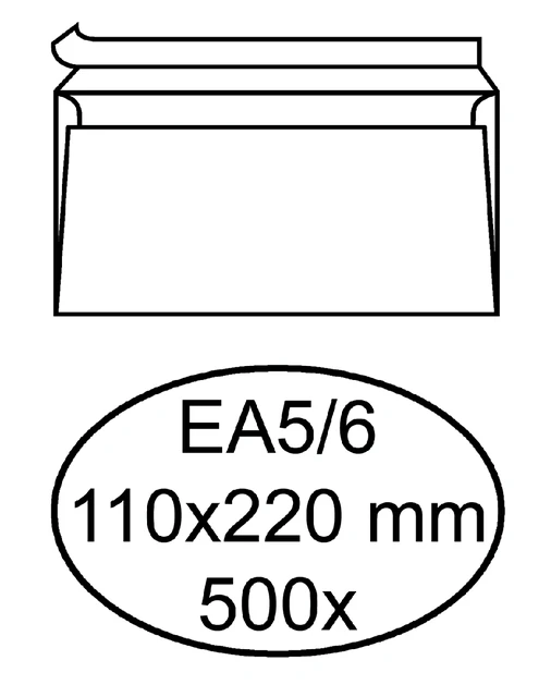 Envelop Quantore EA5/6 110x220mm, zelfklevend doos 500 stuks