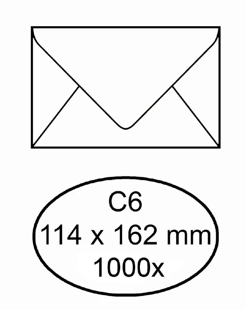Envelop Bank C6 114x162mm, doos 1000 stuks