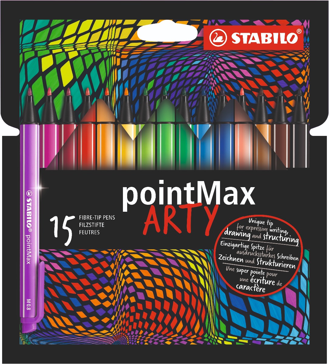 STABILO pointMax - hardtip fineliner 0,8 mm - ARTY etui met 15 kleuren