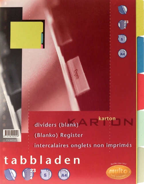 Tabbladen 23-rings 5-delig karton Esveha 7310720