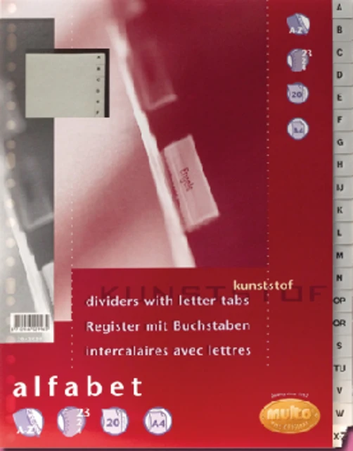 Tabbladen Multo 23-gaats 7042020 20-delig grijs A-Z