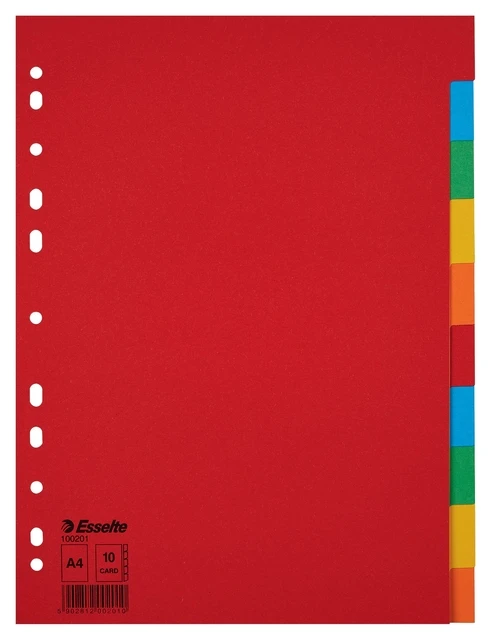 Tabbladen Esselte A4 11R karton 10-delig Blanco