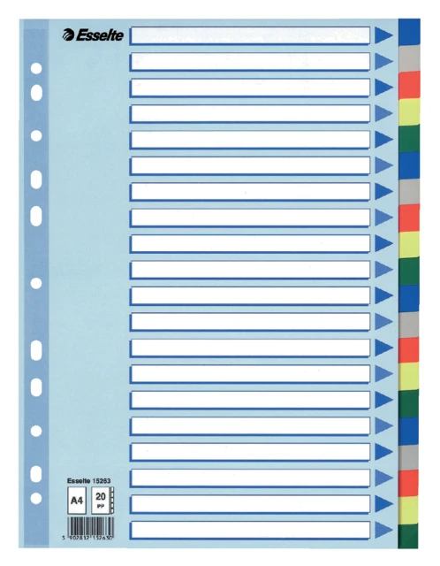 Tabbladen Esselte A4 11r Pp 20dlg