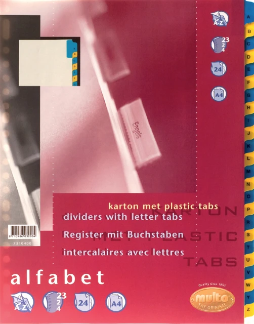 Tabbladen 23-rings alfabet karton Multo 7310400
