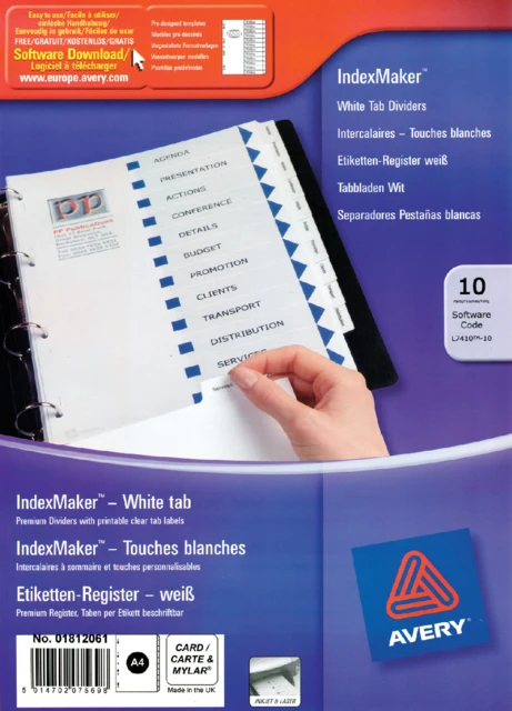 Tabbladen A4 Avery indexmaker 4-R 10-delig