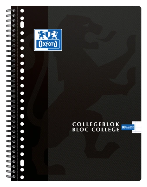 Collegeblok Oxford A4 lijn 80vel 23R zwart