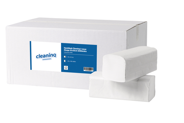 Handdoek Cleaninq I-vouw 2-laags 22x32cm 3.200 stuks