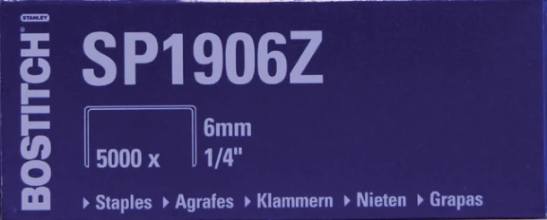 Nieten Bostitch SP1906Z staal 6mm; doos 5000 st