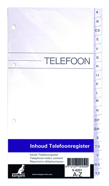 Telefoonregister navulling Kangaro A-Z 200x100mm 4-rings