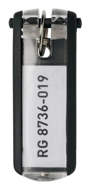 Sleutellabel Durable 1957 met ring zwart zk a 6st