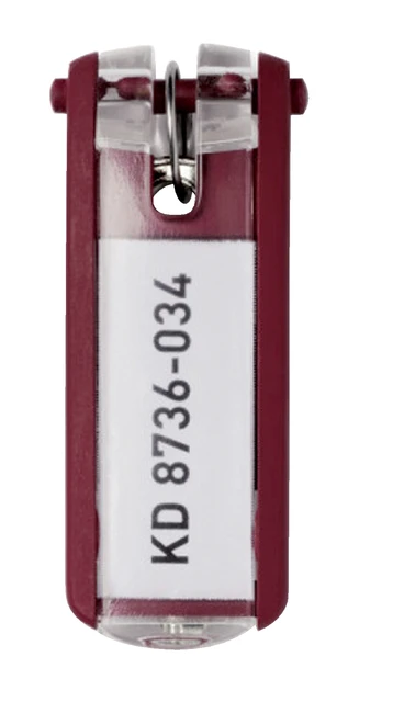 Sleutellabel Durable 1957 met ring rood zk a 6st
