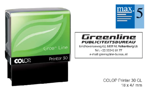 Tekststempel Colop 30 Green Line+Bon 5 Regels