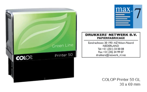 Tekststempel Colop 50 Green Line+Bon 7 Regels