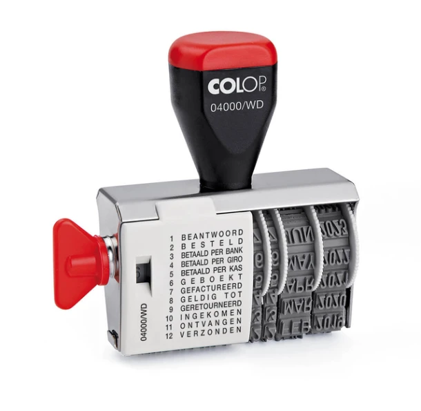 Woord-datumstempel Colop 04000/WD, 12 teksten