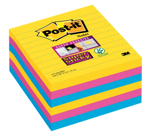 Memoblok 3M Post-It 675 Super Sticky 101x101mm Rio