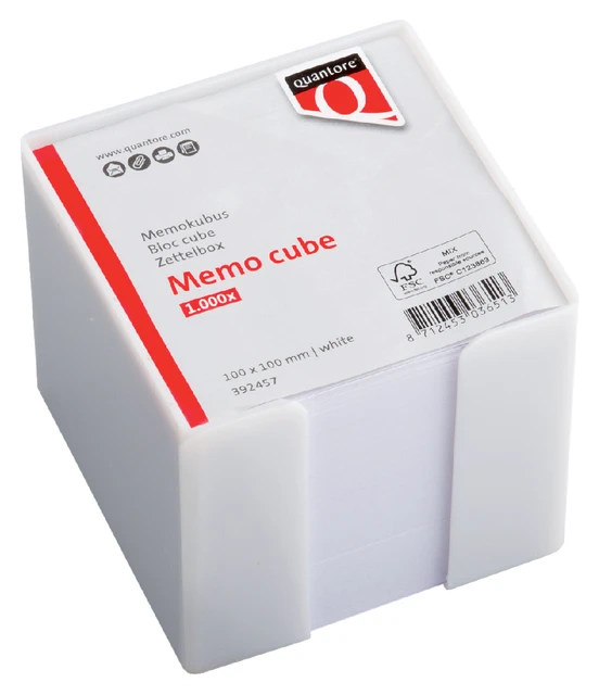 Memokubus Quantore plast. wit 10x10x10cm