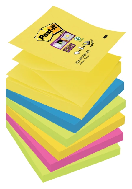Memoblok 3M Post-it Z-Note S330-6RO 76x76mm Super Sticky Rio pak 6 bloks