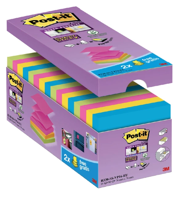 Memoblok 3M Post-It Z-Note S330-16 76x76mm 14+2 st