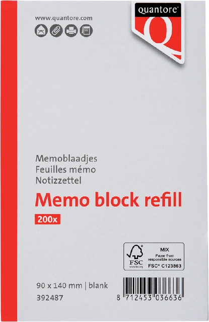 Memoblaadjes Quantore 9cmx14cm; pk a 200 vel