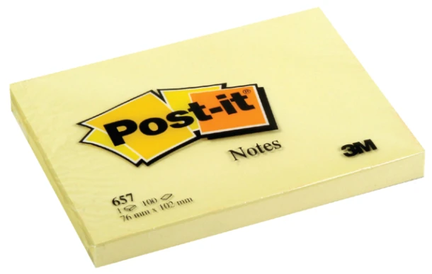 Post-it memo 3M 657 geel 102x76mm; a 100vel