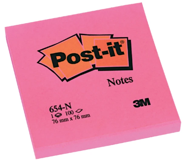 Memoblok 3m Post-It 654pin 76x76mm Neon Roze