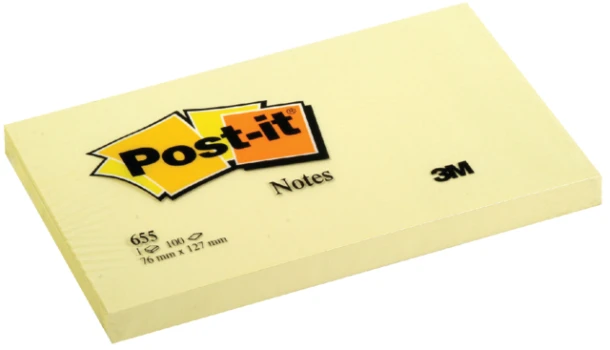 Post-it memo 3M 655 geel 76x127mm; a 100 vel