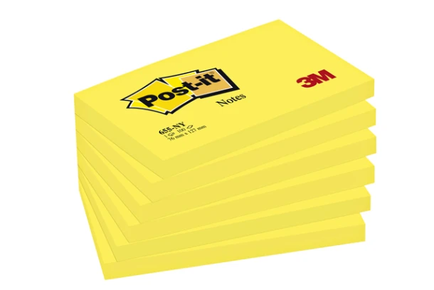 Post-it memo 3M 655 neon geel 127x76mm; blok 100v