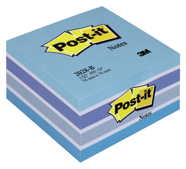 Memoblok 3M Post-it 2028B kubus 76x76mm aqua blauw 450vel