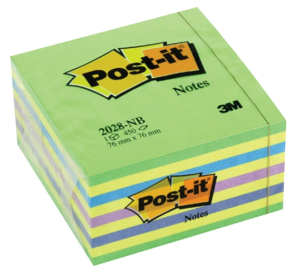 Memoblok 3M Post-it 2028NB kubus 76x76mm neon g/g/b/l 450vel