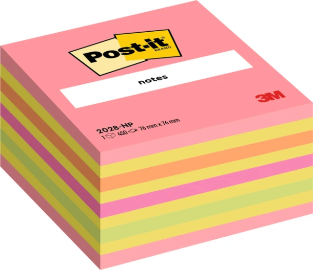 Memoblok 3M Post-it 2028NP kubus 76x76mm neon r/g/