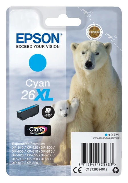 Inktcartridge Epson 26XL (T26324010) HC blauw