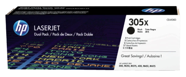 Tonercartridge HP CE410XD (305X) zwart, 2x 4.000 pagina‘s