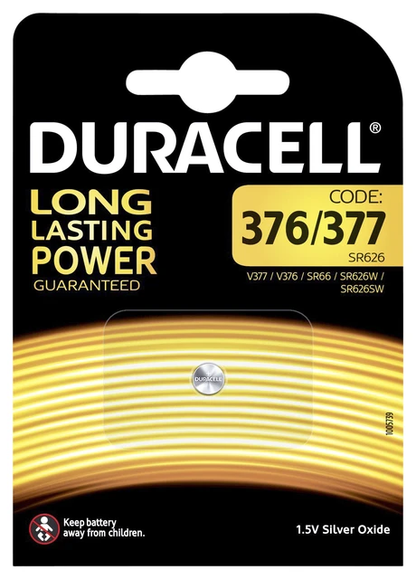 Batterij Duracell 377 Duralock Zilver Oxide