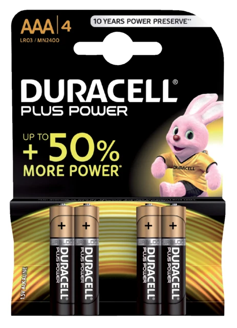 Batterij Duracell Plus Power 4xAAA alkaline (MN2400)