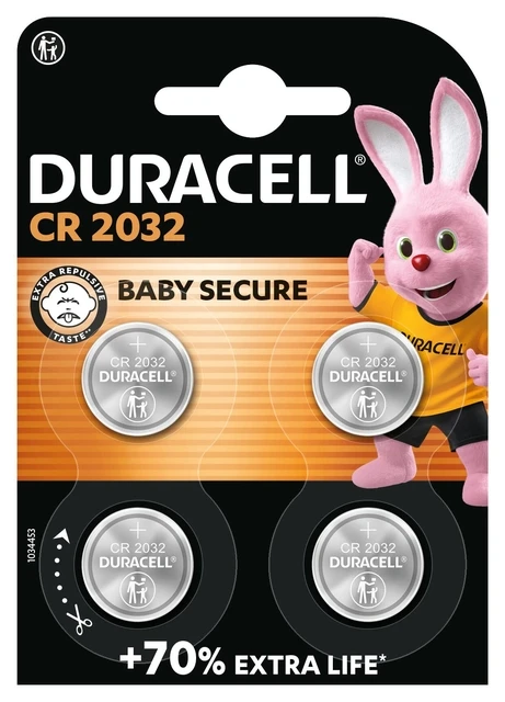 Batterij Duracell knoopcel 4xCR2032 lithium Ø20mm 3V-180mAh