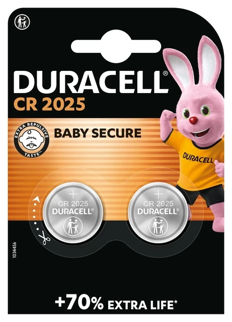 Batterij Duracell knoopcel 2xCR2025 lithium Ø20mm 3V-170mAh