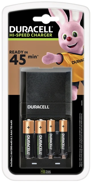 Batterijoplader Duracell CEF27 + 2xAA +2xAAA