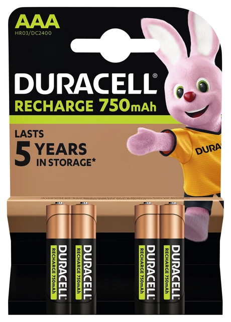 Batterij Oplb Dur AAA 750mah Staycharged; pk 4st