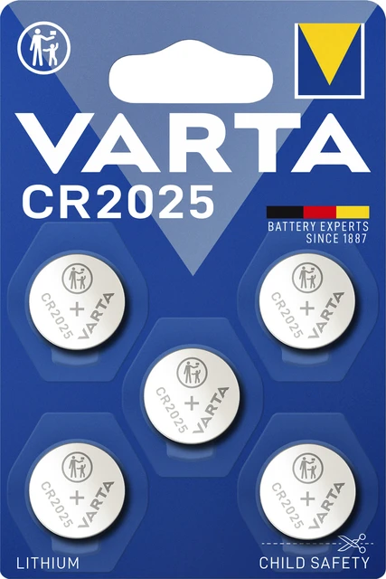 Knoopcelbatterij Varta CR2025 lithium blister 5 st