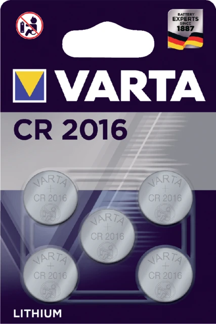 Batterij Varta knoopcel CR2016 lithium blister à 5